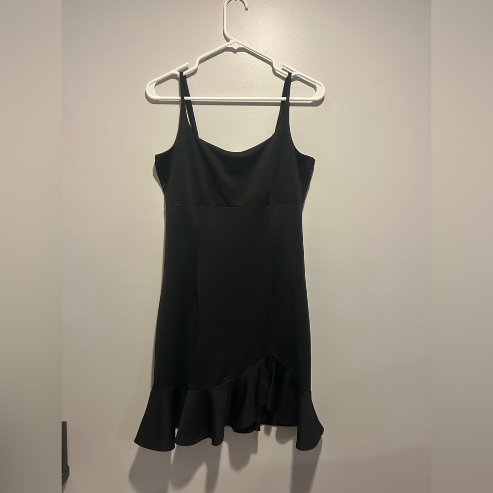Lulu's Black Slip Mini Dress Spaghetti Strap Cocktail